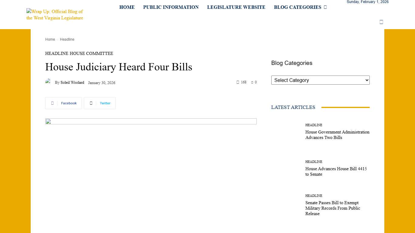 House Judiciary Heard Four Bills - Wrap Up